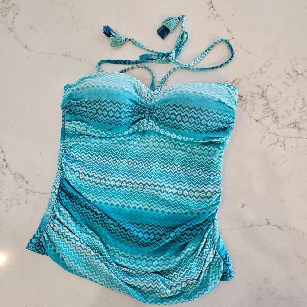 BLUE Rod Beattie Riding A Wave Tankini Swim Top, Turquoise, Size 6